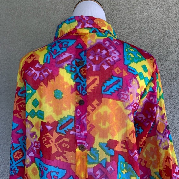 🔥5/$20🔥 “Bam Bam” Colorful Cotton Semi-Sheer Shirt - Picture 6 of 8